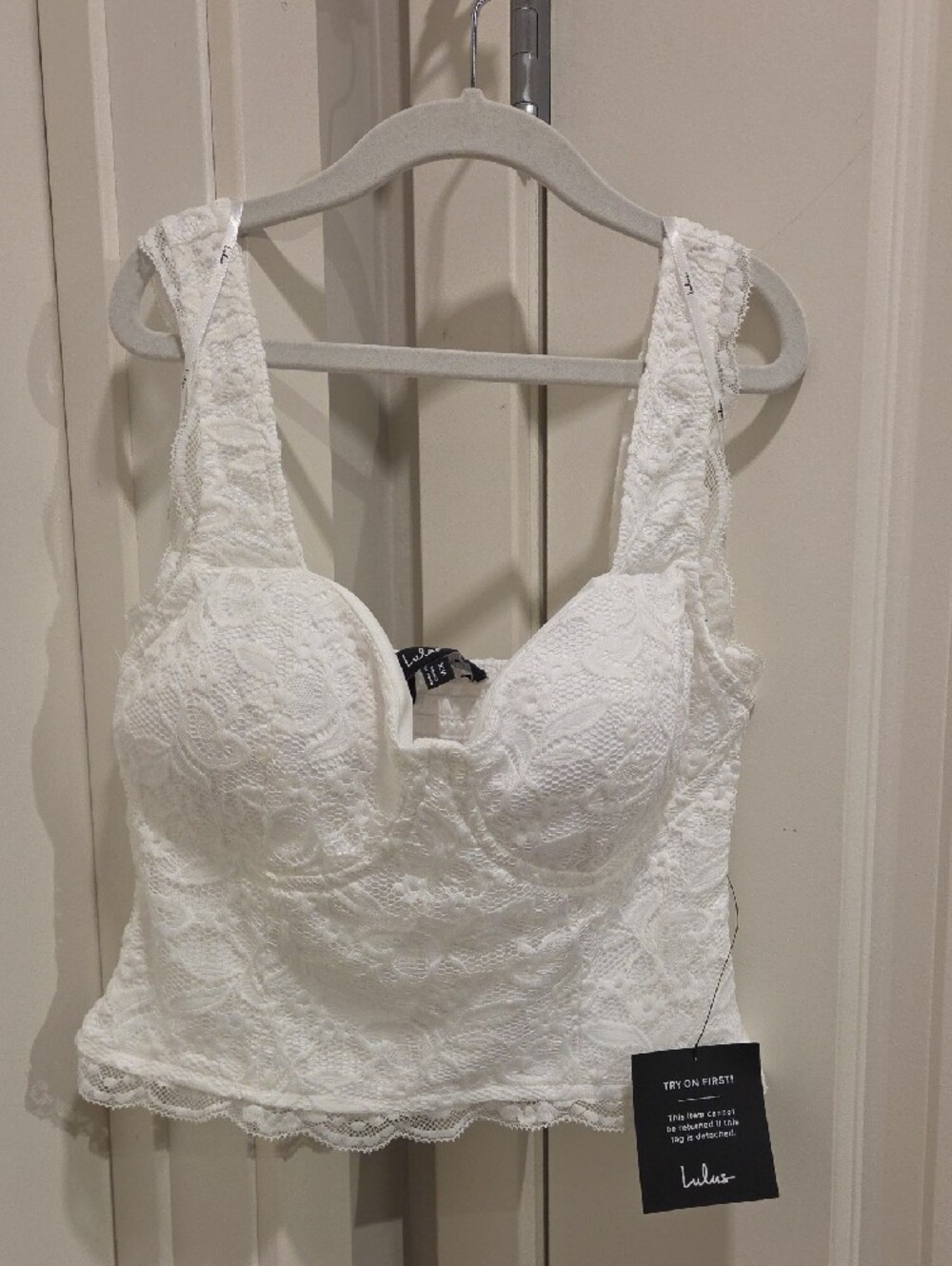 Lulu's Creamy White Lace Longline Bralette